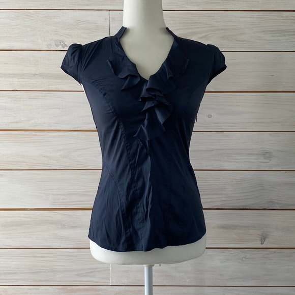 Express Elite Stretch Ruffle Blouse - Picture 1 of 10